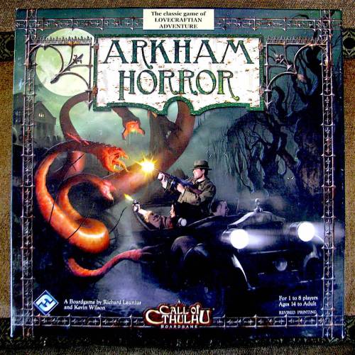 Arkham Horror – Like Scooby Doo but with more monsters and no masks
Arkham Horror
by Fantasy Flight Games
Ages 12 and up, 2-8 players, 2-6 hours
$43 Buy a copy on Amazon
Arkham Horror is like an old Scooby Doo mystery, but with more monsters and no...