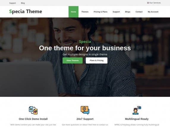 Specia Theme homepage