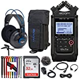 Zoom H4n Pro 4-Input 4-Track Portable Handy Recorder (Black) + Zoom PCH-4n Protective Case and Accessory Pack for H4n Pro + Samson SR970 Professional Headphones + 32GB Memory Card + Tripod Hand Grip