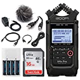 Zoom H4n Pro 4-Input/4-Track Portable Handy Recorder with Onboard X/Y Mic Capsule (Black) + Zoom Accessory Pack for H4n Pro + 16GB Memory Card + 4 AA Batteries & Charger + USB Cable + Cleaning Cloth