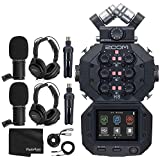 Zoom H8 8-Input / 12-Track Portable Handy Recorder For Podcasting, Music, Field Recording + 2x Zoom ZDM-1 Podcast Mic + 2x Headphones + 2x Windscreens + 2x Tabletop Stands + Cables - Recording Bundle