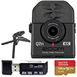 Zoom Q2n-4K Ultra High Definition Handy Video Recorder + 128GB Memory Card with SD Adapter + USB Card Reader + Table Tripod Hand Grip