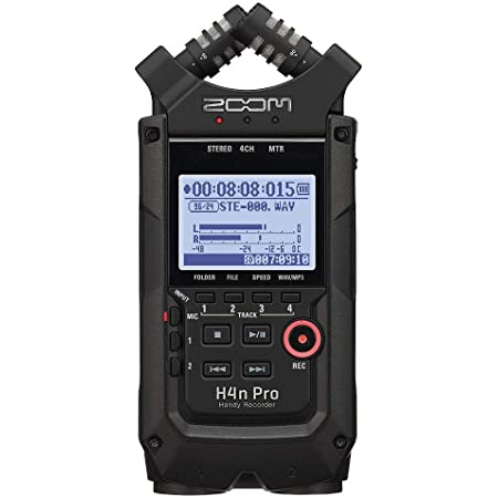 Zoom H4n Pro 4-Track Portable Recorder, All Black, Stereo Microphones, 2 XLR/ ¼“ Combo Inputs, Battery Powered, for Stereo/Multitrack Recording of Music, Audio for Video, and Podcasting