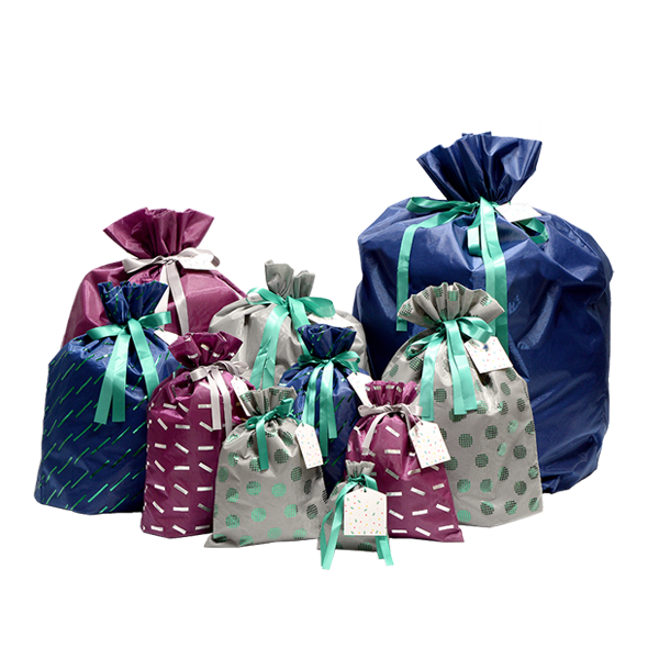 Reusable gift bags made from 100% recycled material