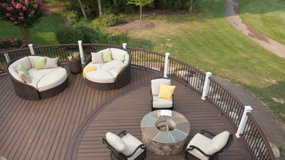 a composite deck with furniture
