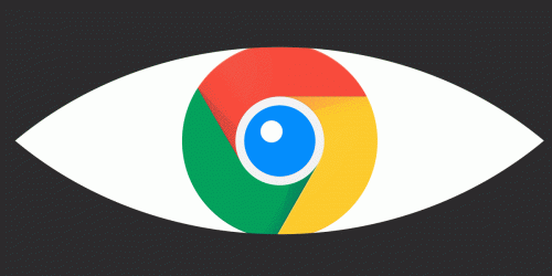 Spying eye with Chrome logo, blinking