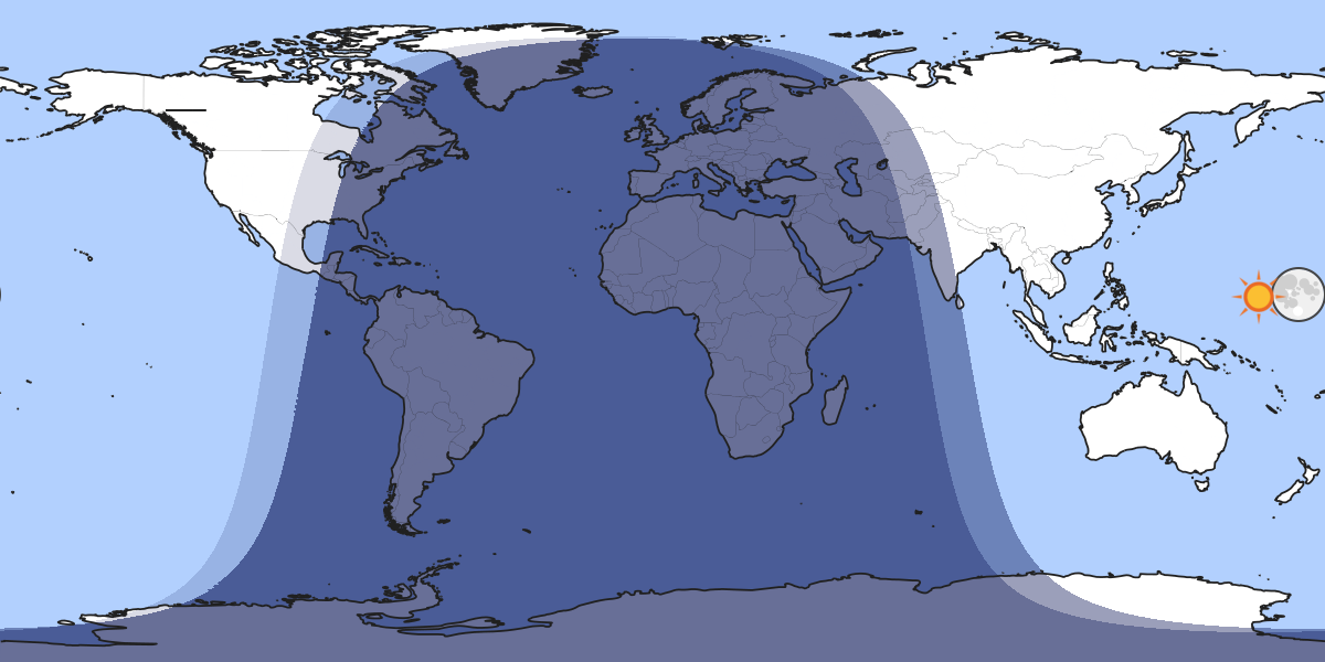 Map showing which part of the Earth the Moon is currently above the horizon at.