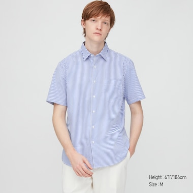 Men Extra Fine Cotton Broadcloth Short-Sleeve Shirt (Online Exclusive), Blue, Medium