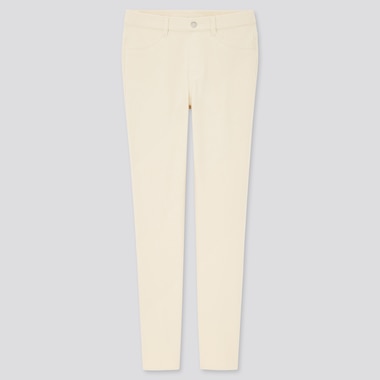 Women Ultra Stretch Leggings Pants, Off White, Medium