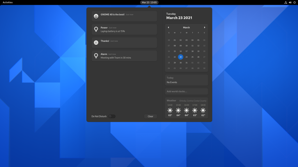GNOME 40 notifications