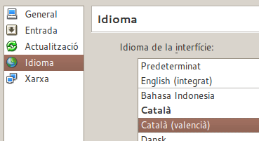 Català (valencià) a la selecció d'idiomes