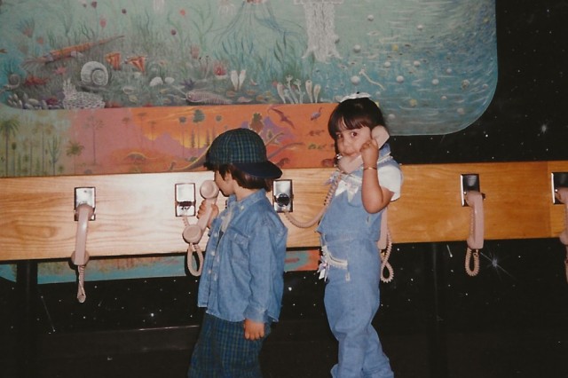 The author pictured in front of the &quot;Time Ribbon,&quot; an illustrated timeline depicting Ice Age L.A., on a visit to the museum at La Brea Tar Pits (then the George C. Page Museum) circa 1996-7. 