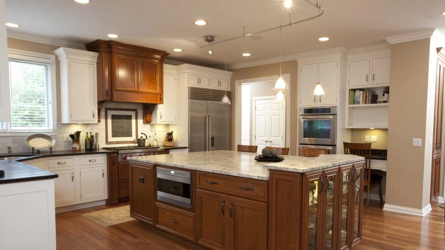 can, pendant, under cabinet and track lighting in kitchen