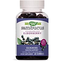 Nature's Way Sambucus Black Elderberry Gummies with Vitamin C and Zinc, 60 Gummies