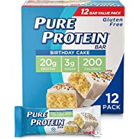 Pure Protein Bars, High Protein, Nutritious Snacks to Support Energy, Low Sugar, Gluten Free, Birthday Cake, 1.76 oz…