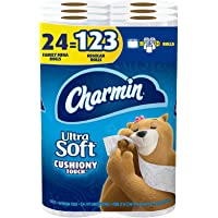 Charmin Ultra Soft Cushiony Touch Toilet Paper, 24 Family Mega Rolls = 123 Regular Rolls