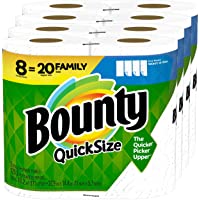 Bounty Quick-Size Paper Towels, White, 8 Family Rolls = 20 Regular Rolls (Packaging May Vary)