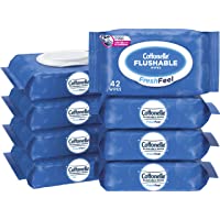 Cottonelle FreshFeel Flushable Wet Wipes for Adults, 8 Flip-Top Packs, 42 Wipes per Pack (336 Wipes Total)