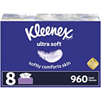 Kleenex Ultra Soft Facial Tissues, 8 Flat Boxes, 120 Tissues per Box (960 Total Tissues)