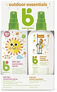 Babyganics Baby Sunscreen Spray 50 SPF and Bug Spray, 6oz each, Packaging May Vary