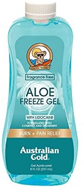 Australian Gold Aloe Vera Freeze Gel with Lidocaine, 8 Ounce | Relieves Sunburn Pain and Hot & Itchy 