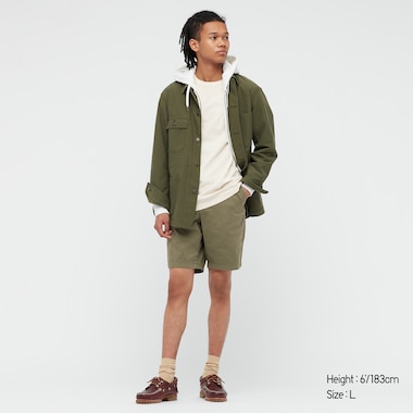 Men Chino Shorts, Dark Green, Medium