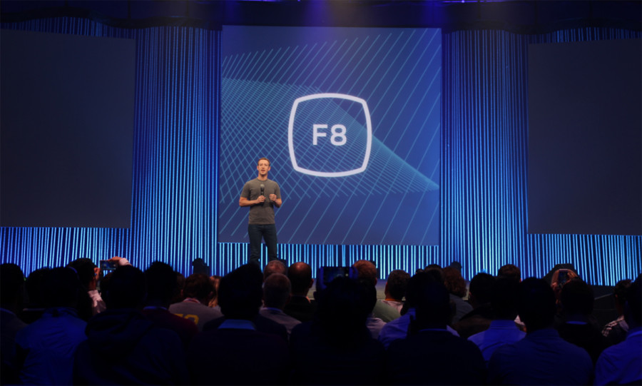 Facebook CEO Mark Zuckerberg on stage at F8