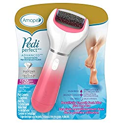 Amope Pedi Perfect Electronic Dry Foot File (Blue/Pink), Regular Coarse Roller Head with Diamond Cry