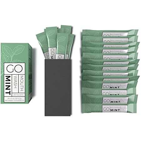 GO Travel Mouthwash Packets – Single Size Mouthwash for Fresh Breath on The go. Airline Friendly – Liquid Mint Flavored Portable Mouthwash. Great for AirBnB, spas, Hotels Too. (20 Single Packs)