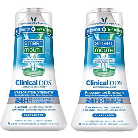 SmartMouth Clinical DDS Oral Rinse for The Treatment of Bad Breath and Protection from Gingivitis and Gum Disease, 16 fl oz Each, 2 Pack