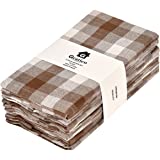 Gratico Dinner Napkins, Everyday Use, Premium Quality,100% Cotton, Set of 12, Size 20X20 Inch, Brown/Ivory Over Sized Cloth N