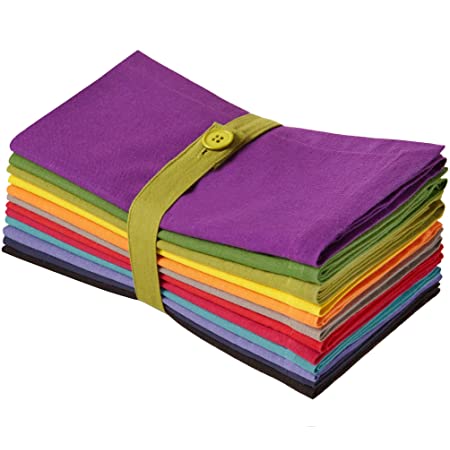 COTTON CRAFT Classic Cotton Set of 12 Pure Cotton Solid Color Dinner Napkins, 20 inch x 20 inch, Assorted Colors Multi Pack