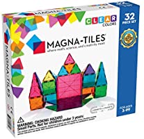 Magna-Tiles 32-Piece Clear Colors Set, The Original, Award-Winning Magnetic Building Tiles for Kids, Creativity and...