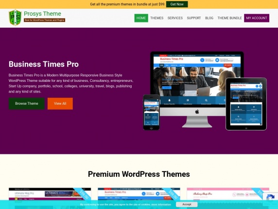 Homepage von Prosys Theme