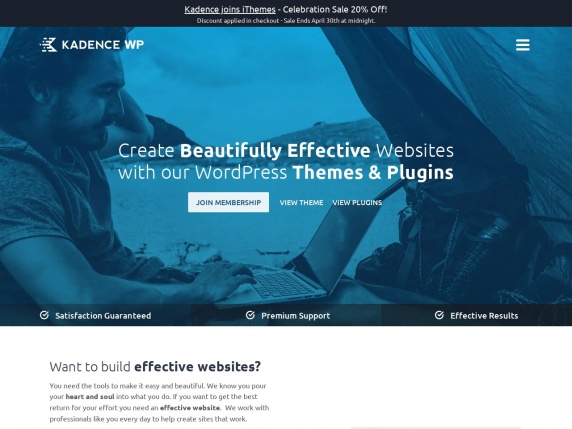 Homepage von Kadence Themes