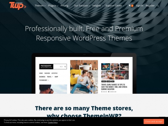 ThemeinWP homepage