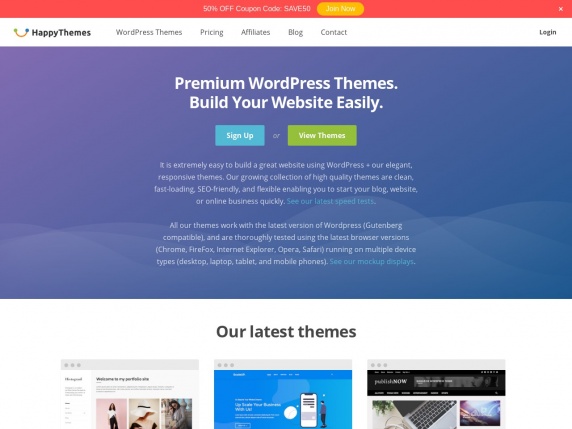 HappyThemes homepage