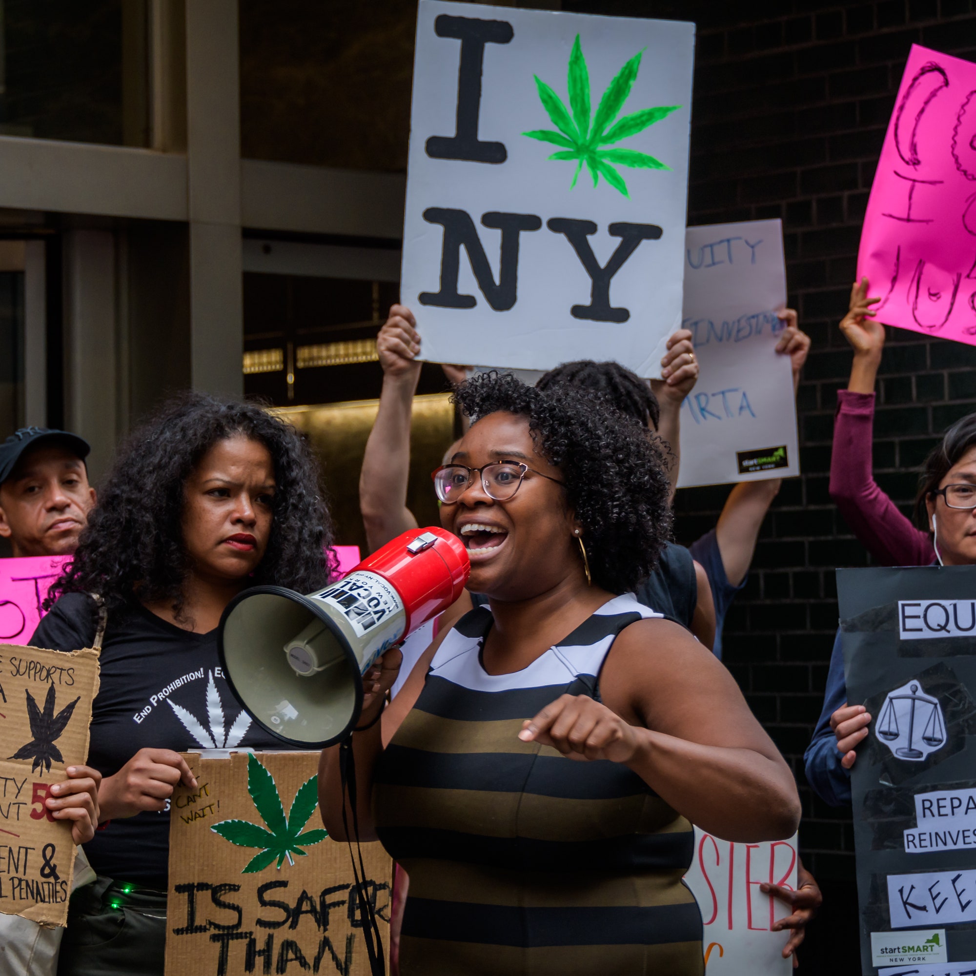 Kassandra Frederique executive director at the Drug Policy Alliance at a rally outside the New York Governors Manhattan...