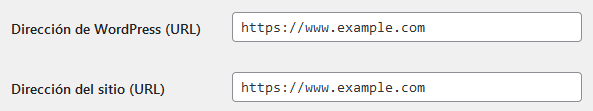 Direcciones de WordPress y del Sitio en los ajustes de WordPress, de forma segura con HTTPS