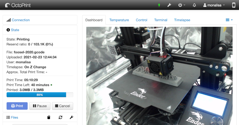 A snappy web interface for your 3D printer