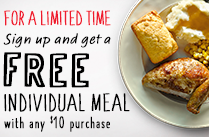 Free Individual Meal with $10 Purchase