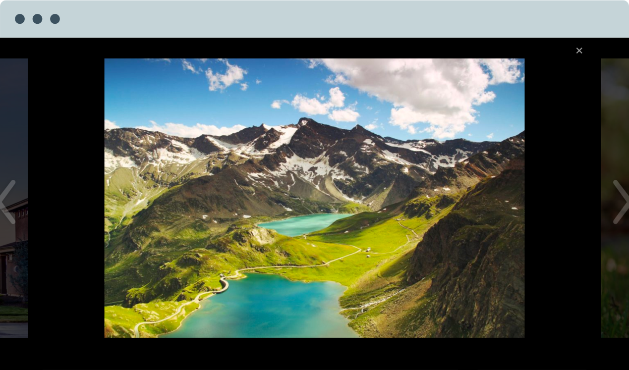 Image showing a full-screen slideshow with a photo of mountains and lakes