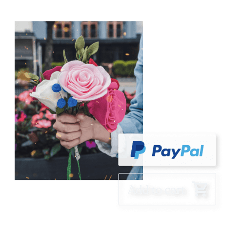 Woman holding flowers for her business