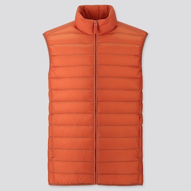 Men Ultra Light Down Vest, Orange, Medium