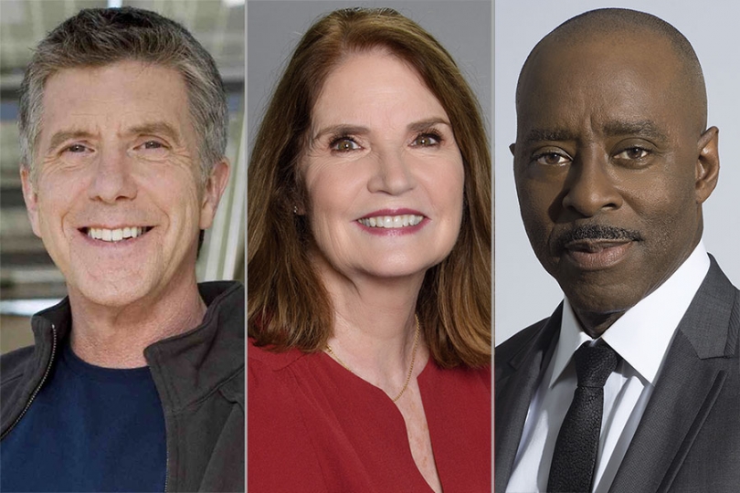 Tom Bergeron, Kathy Connell, and Courtney B. Vance