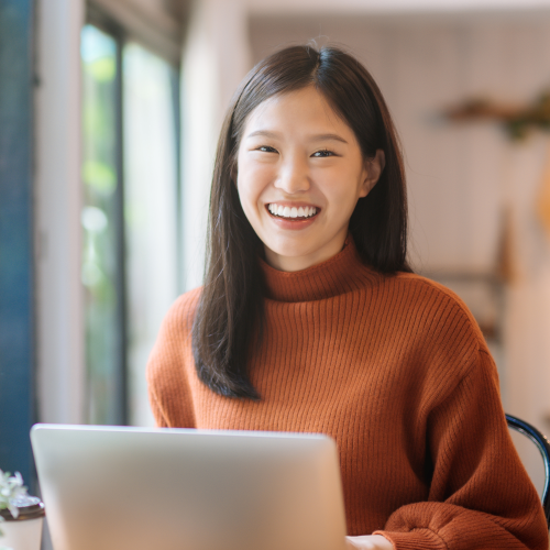 Woman using a laptop