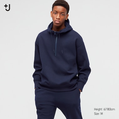 Men +J Dry Sweat Half-Zip Pullover Hoodie, Navy, Medium