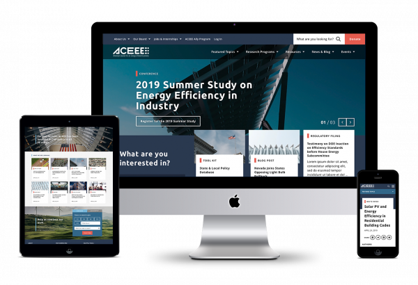 Image of ACEEE site on multiple devices