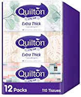 Quilton 3 Ply Extra Thick Facial Tissues (Hypo-allergenic, 110 Sheets per Box, 12 Box per case), 1320 Count