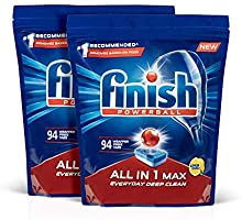 Finish Powerball All In 1 Max Dishwasher Tablets, Lemon, 188 Pack (2x94)